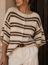 Load image into Gallery viewer, Beige or wine dixie stripped knit cardigan
