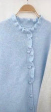 Load image into Gallery viewer, Baby blue or pink plain frill front cardigans
