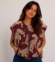 Load image into Gallery viewer, Brown or burgundy leopard zipped kyla waistcoat
