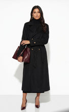 Load image into Gallery viewer, Red or black long wool marc angelo trench coat
