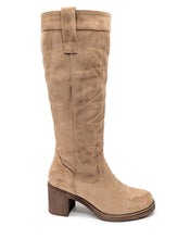 Load image into Gallery viewer, Tan suede long heeled boot 3,7,8
