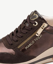 Load image into Gallery viewer, Chocolate brown marco tozzi wedge trainer 2-23764-46 303
