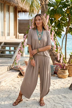 Load image into Gallery viewer, Mocha, beige or chocolate jersey co ord trouser top set
