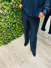 Load image into Gallery viewer, Brown or navy wide leg amber trouser
