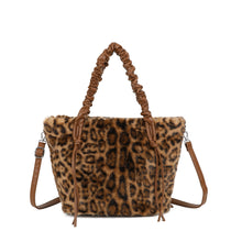 Load image into Gallery viewer, Wine, leopard, brown fluffy jm1657 handbag

