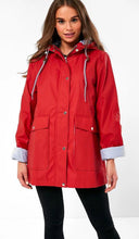 Load image into Gallery viewer, Red button zip raincoat
