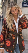 Load image into Gallery viewer, Green, brown, navy js tie in cardigan
