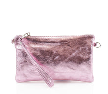 Load image into Gallery viewer, Fuschia pink, green, pink, gold, blue, silver, bronze, orange and rose gold clutch metallic handbags
