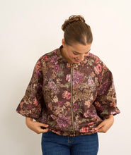 Load image into Gallery viewer, Brown floral kyla puff soft kyla jacket

