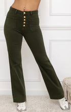 Load image into Gallery viewer, Green alpine wide gold button folyrose jean
