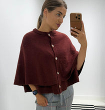Load image into Gallery viewer, Burgundy button kyla cape
