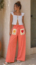 Load image into Gallery viewer, Orange or blue stripped sun paris elasticated trousers
