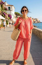 Load image into Gallery viewer, Coral, black, white, brown Textured co ord n sets
