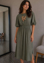 Load image into Gallery viewer, Green, khaki, taupe or chocolate kyla midi dress
