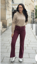 Load image into Gallery viewer, Wine, cream, brown folyrose 6268 jeans
