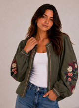 Load image into Gallery viewer, Chocolate brown, green, denim blue kyla jacket
