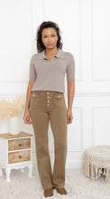 Load image into Gallery viewer, Burgundy, dark blue, bronze, black folyrose wide leg gold button jeans
