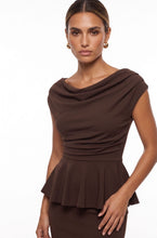 Load image into Gallery viewer, Brown peplum marc angelo dress
