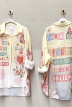 Load image into Gallery viewer, Blue or yellow paris design linen shirt
