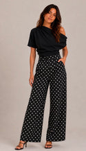 Load image into Gallery viewer, Burgundy or black polka dot wide kyla trousers

