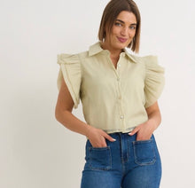 Load image into Gallery viewer, Rose or green kyla short frill blouse top
