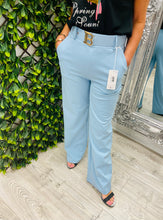 Load image into Gallery viewer, Blue B belted marc angelo wide leg trouser xs

