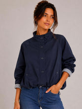 Load image into Gallery viewer, Navy short kyla stripped inside jacket
