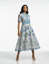 Load image into Gallery viewer, Blue or pink lace overlay marc angelo occasion dress
