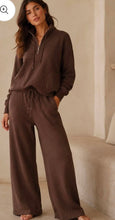 Load image into Gallery viewer, Chocolate, beige or black aspen zip loungesuits
