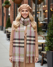 Load image into Gallery viewer, Taupe or camel checked pattern nn scarf
