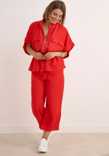 Load image into Gallery viewer, Red kyla zippy short sleeve jacket with matching cullotes co ord
