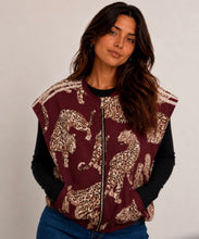 Load image into Gallery viewer, Brown or burgundy leopard zipped kyla waistcoat
