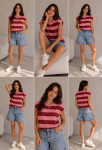 Load image into Gallery viewer, Red or beige kyla strippy top
