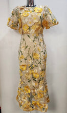 Load image into Gallery viewer, Beige and yellow 3d flower dress
