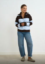 Load image into Gallery viewer, Blue and brown stripped kyla zipped cardigan
