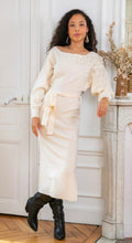 Load image into Gallery viewer, cream knit jumper dress flower embroidery m/l
