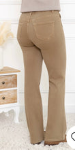 Load image into Gallery viewer, Burgundy, dark blue, bronze, black folyrose wide leg gold button jeans
