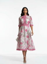 Load image into Gallery viewer, Blue or pink lace overlay marc angelo occasion dress
