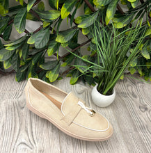 Load image into Gallery viewer, Beige lock loafer shoe
