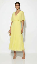 Load image into Gallery viewer, Yellow pleated chiffon marc angelo dress
