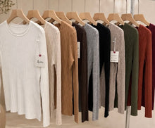 Load image into Gallery viewer, Cream, black, chocolate, khaki, plum, beige Tammy ribbed scoop neck top
