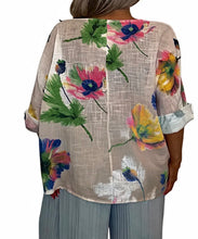 Load image into Gallery viewer, Mocha Watercolour Floral Print Tunic Oversized Round Neck lv Blouse top
