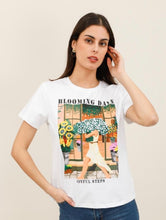 Load image into Gallery viewer, White or lemon girl with flowers 81 t-shirt
