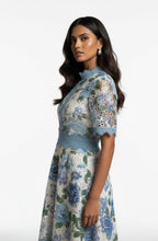 Load image into Gallery viewer, Blue or pink lace overlay marc angelo occasion dress

