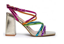Load image into Gallery viewer, Gold multi strap sandal
