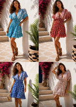 Load image into Gallery viewer, Purple, red, blue, white, green kyla c summer dress
