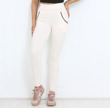 Load image into Gallery viewer, Cream leggings with zip detailing
