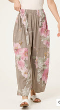 Load image into Gallery viewer, Beige, pink, mocha, lemon Floral pure cotton barrel leg trousers
