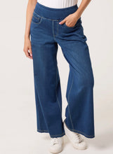 Load image into Gallery viewer, Denim high waistband wide leg trouser
