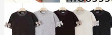 Load image into Gallery viewer, White, grey, dark grey, burgundy, coffee short sleeve littlw bow jumper
